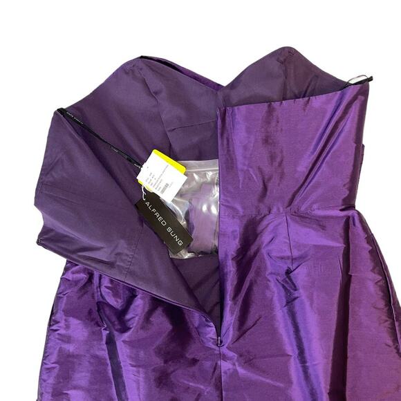 Alfred Sung Strapless Peau De Soie Majestic Purple Cocktail Dress Size 18 BNWT - Picture 4 of 12